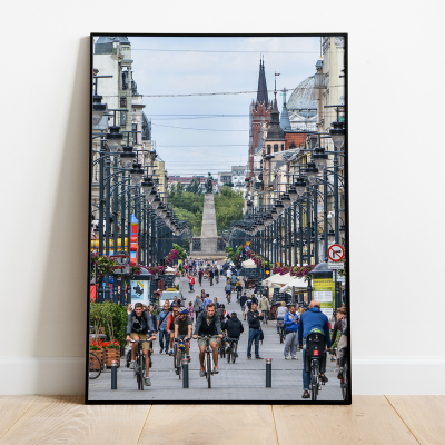 Plakat_Lodz_–_ulica_Piotrkowska_i_Pomnik_Kosciuszki